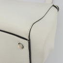 CELINE Edge Medium Hand Bag Leather White Silver Auth 194359A-9