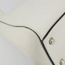 CELINE Edge Medium Hand Bag Leather White Silver Auth 194359A-14