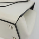 CELINE Edge Medium Hand Bag Leather White Silver Auth 194359A-15
