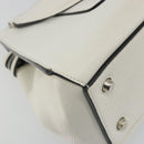 CELINE Edge Medium Hand Bag Leather White Silver Auth 194359A-16