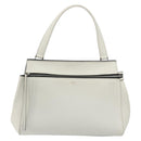 CELINE Edge Medium Hand Bag Leather White Silver Auth 194359A-13