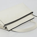 CELINE Edge Medium Hand Bag Leather White Silver Auth 194359A-6