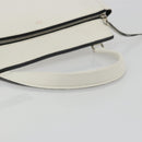 CELINE Edge Medium Hand Bag Leather White Silver Auth 194359A-7