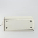 CELINE Edge Medium Hand Bag Leather White Silver Auth 194359A-5
