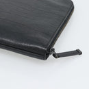 SAINT LAURENT Clutch Bag Leather Embossed Black Auth 194360A-10