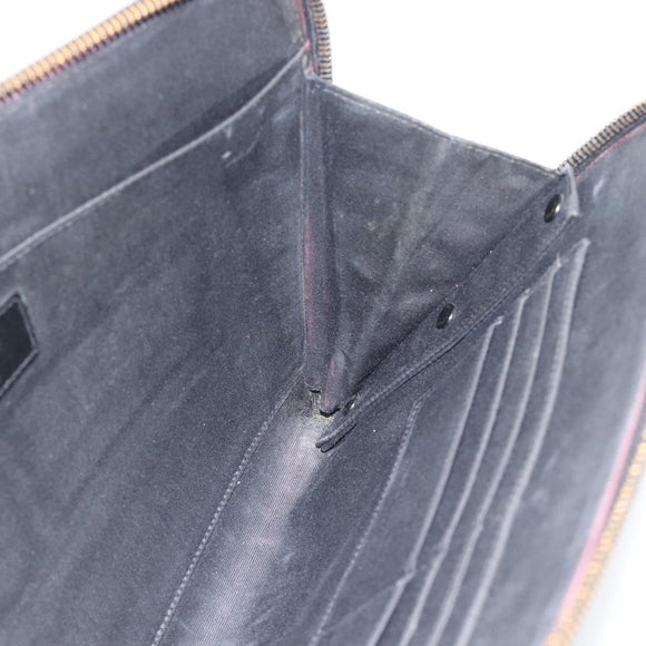 SAINT LAURENT Clutch Bag Leather Embossed Black Auth 194360A