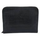 SAINT LAURENT Clutch Bag Leather Embossed Black Auth 194360A-2