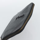 SAINT LAURENT Clutch Bag Leather Embossed Black Auth 194360A-6