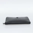 SAINT LAURENT Clutch Bag Leather Embossed Black Auth 194360A-7