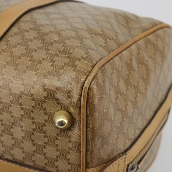 CELINE Macadam Canvas Boston Bag PVC Beige Gold Auth 194366