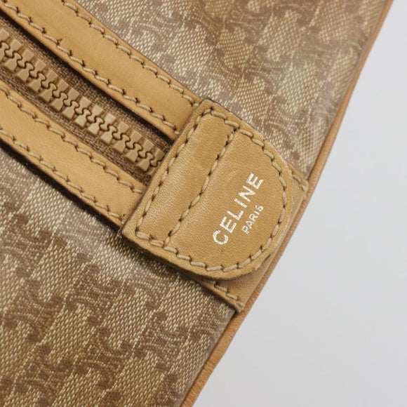 CELINE Macadam Canvas Boston Bag PVC Beige Gold Auth 194366