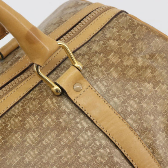 CELINE Macadam Canvas Boston Bag PVC Beige Gold Auth 194366