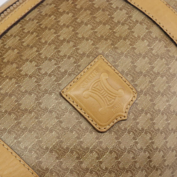 CELINE Macadam Canvas Boston Bag PVC Beige Gold Auth 194366