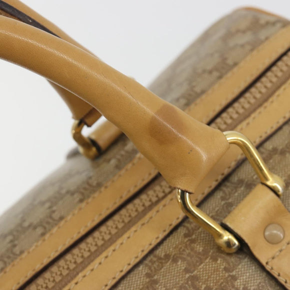 CELINE Macadam Canvas Boston Bag PVC Beige Gold Auth 194366