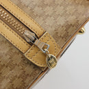 CELINE Macadam Canvas Boston Bag PVC Beige Gold Auth 194366-18