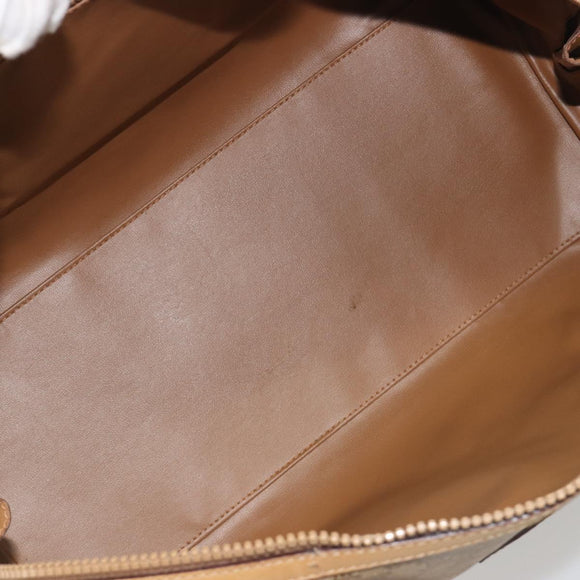 CELINE Macadam Canvas Boston Bag PVC Beige Gold Auth 194366