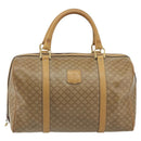 CELINE Macadam Canvas Boston Bag PVC Beige Gold Auth 194366-2