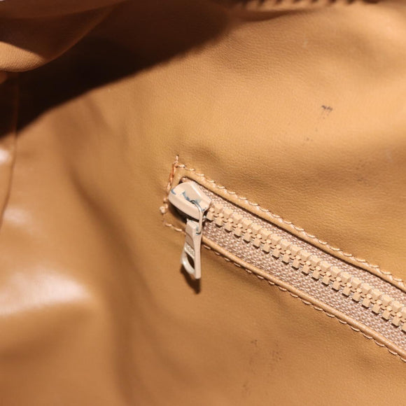 CELINE Macadam Canvas Boston Bag PVC Beige Gold Auth 194366