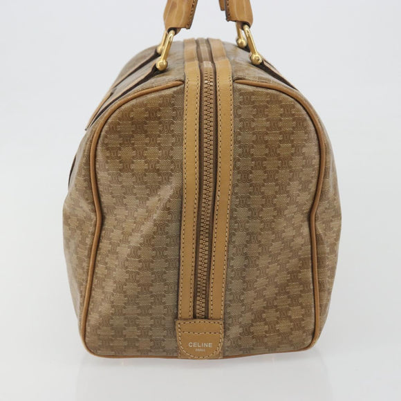 CELINE Macadam Canvas Boston Bag PVC Beige Gold Auth 194366