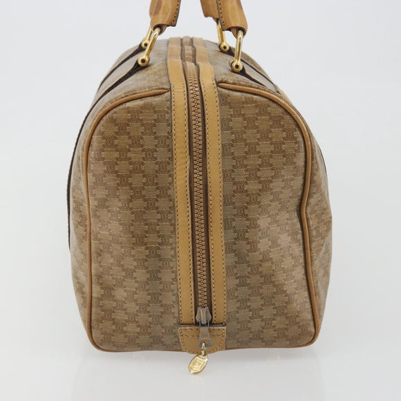 CELINE Macadam Canvas Boston Bag PVC Beige Gold Auth 194366