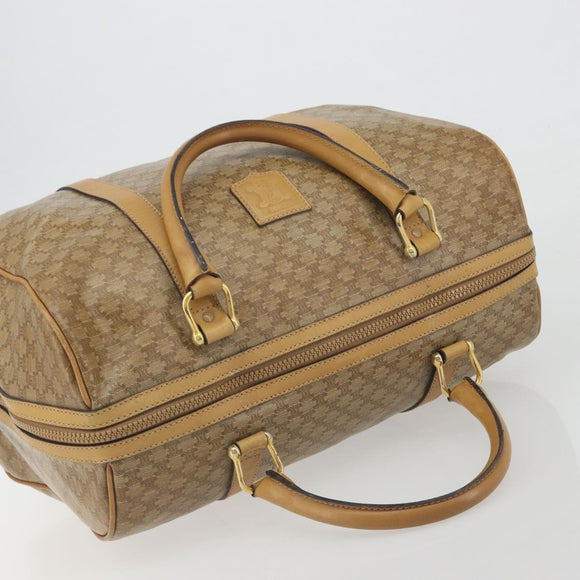CELINE Macadam Canvas Boston Bag PVC Beige Gold Auth 194366