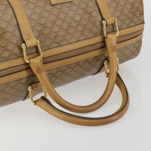 CELINE Macadam Canvas Boston Bag PVC Beige Gold Auth 194366