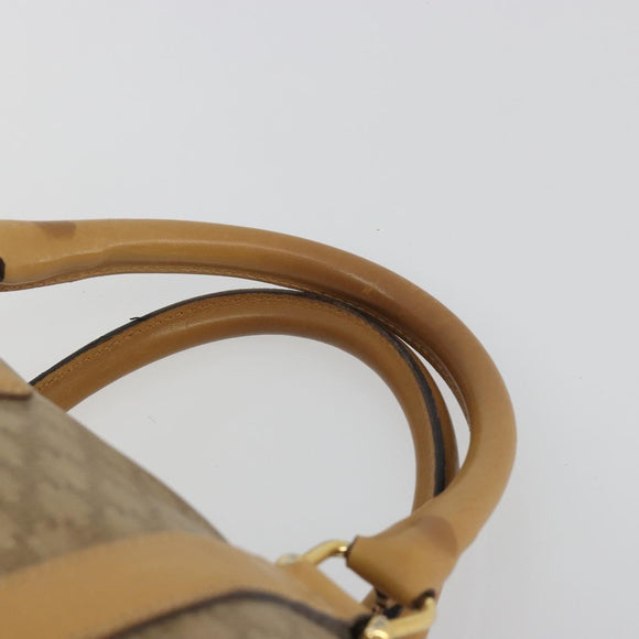 CELINE Macadam Canvas Boston Bag PVC Beige Gold Auth 194366