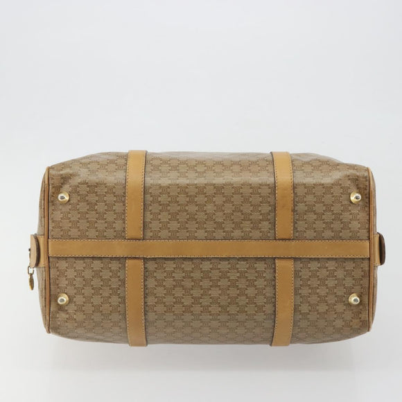 CELINE Macadam Canvas Boston Bag PVC Beige Gold Auth 194366