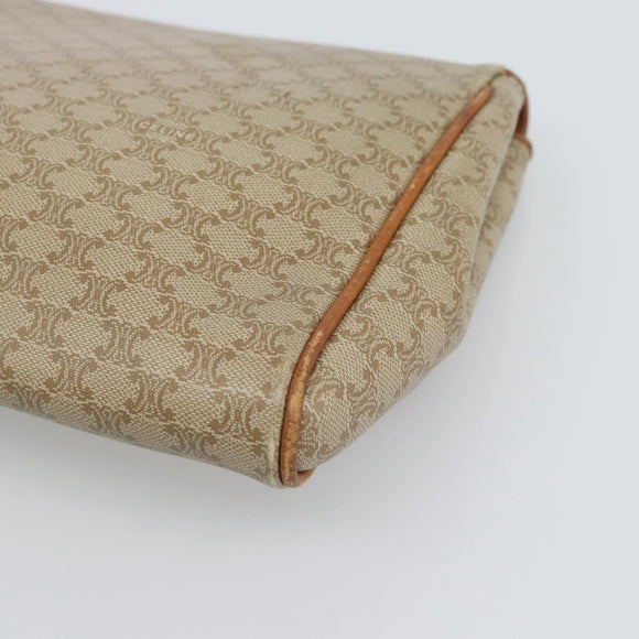 CELINE Macadam Clutch Bag PVC Beige Gold Auth 194369