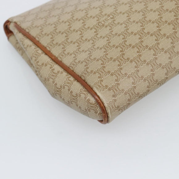CELINE Macadam Clutch Bag PVC Beige Gold Auth 194369