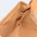 CELINE Macadam Clutch Bag PVC Beige Gold Auth 194369-19