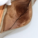 CELINE Macadam Clutch Bag PVC Beige Gold Auth 194369-11