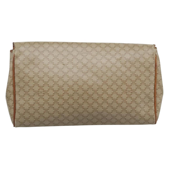 CELINE Macadam Clutch Bag PVC Beige Gold Auth 194369