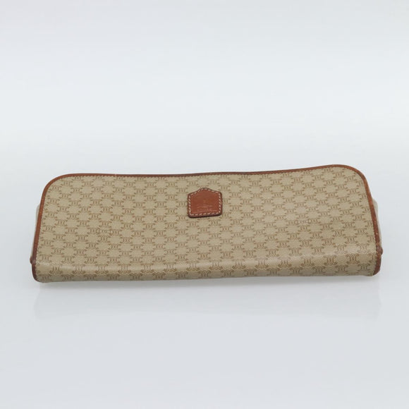 CELINE Macadam Clutch Bag PVC Beige Gold Auth 194369