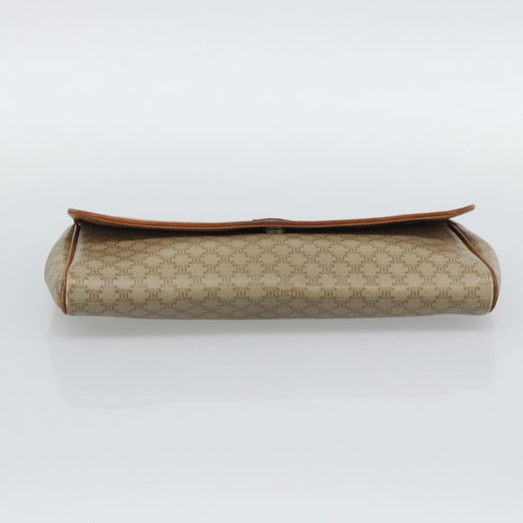 CELINE Macadam Clutch Bag PVC Beige Gold Auth 194369