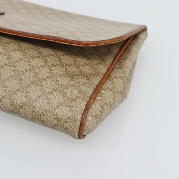 CELINE Macadam Clutch Bag PVC Beige Gold Auth 194369