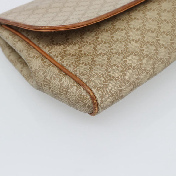 CELINE Macadam Clutch Bag PVC Beige Gold Auth 194369