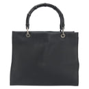 GUCCI Bamboo Tote Bag Leather 2way Black Silver 002 1016 Auth 194370-2