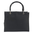 GUCCI Bamboo Tote Bag Leather 2way Black Silver 002 1016 Auth 194370-3