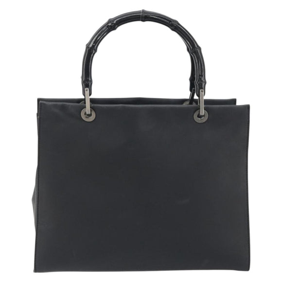 GUCCI Bamboo Tote Bag Leather 2way Black Silver 002 1016 Auth 194370