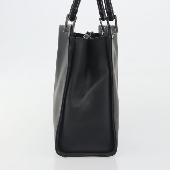GUCCI Bamboo Tote Bag Leather 2way Black Silver 002 1016 Auth 194370