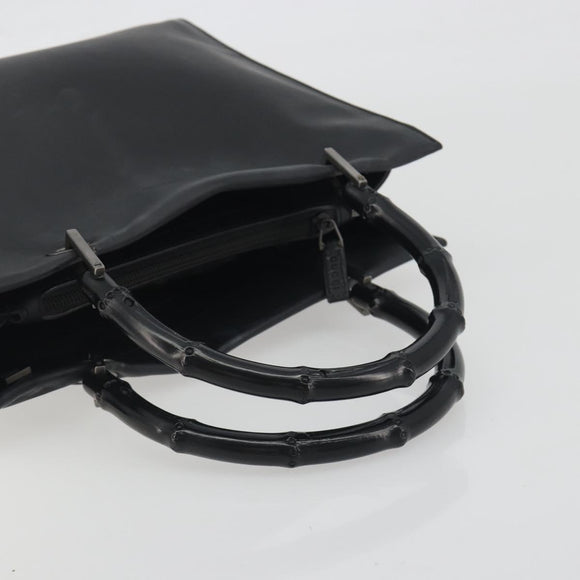 GUCCI Bamboo Tote Bag Leather 2way Black Silver 002 1016 Auth 194370