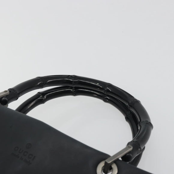 GUCCI Bamboo Tote Bag Leather 2way Black Silver 002 1016 Auth 194370