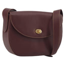 CARTIER Must Line Shoulder Bag Leather Bordeaux Gold Auth 194371A-1