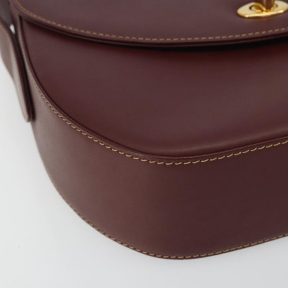 CARTIER Must Line Shoulder Bag Leather Bordeaux Gold Auth 194371A