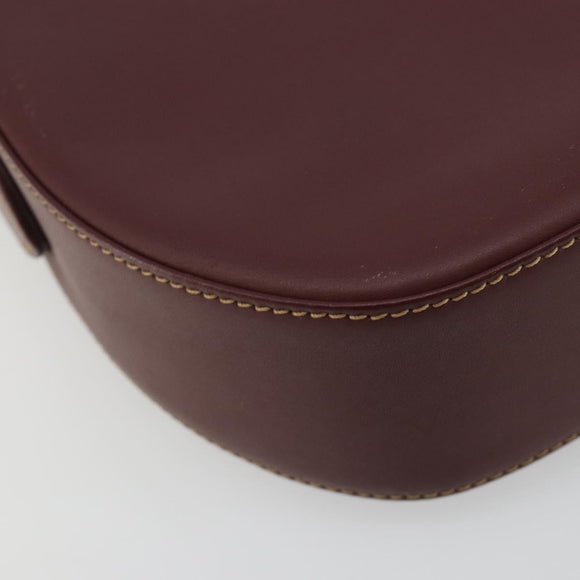 CARTIER Must Line Shoulder Bag Leather Bordeaux Gold Auth 194371A