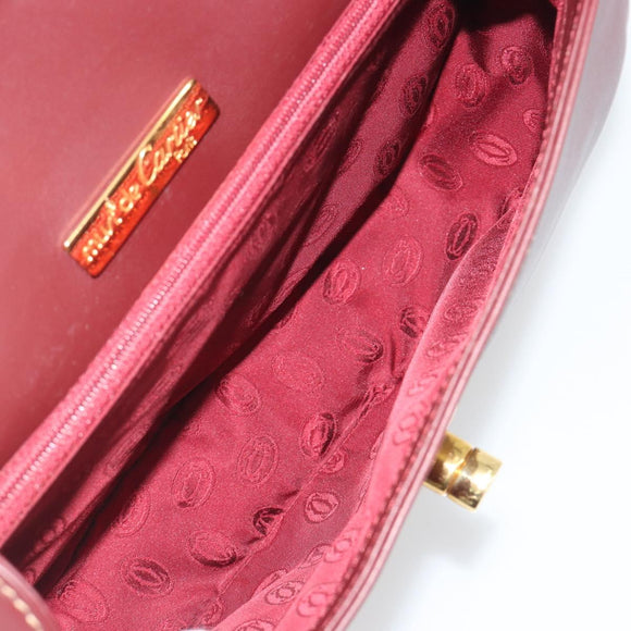 CARTIER Must Line Shoulder Bag Leather Bordeaux Gold Auth 194371A