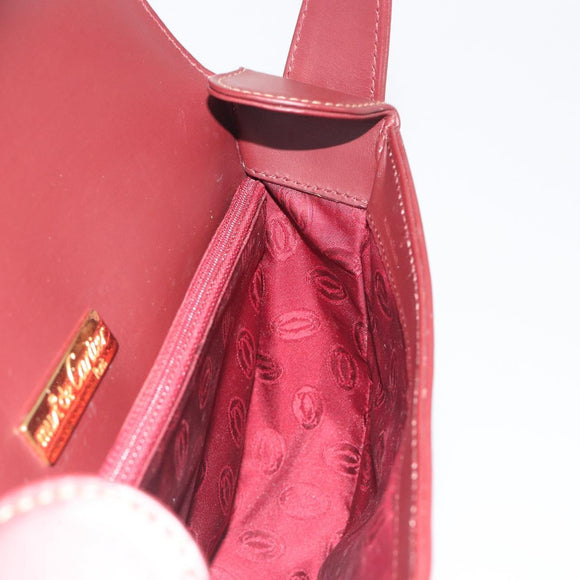 CARTIER Must Line Shoulder Bag Leather Bordeaux Gold Auth 194371A