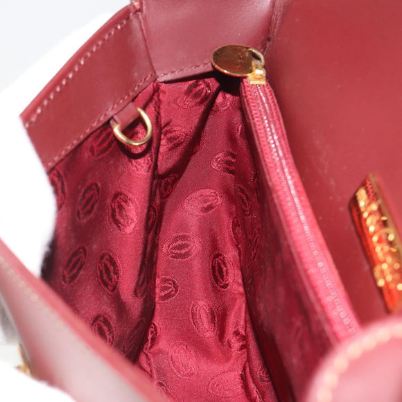 CARTIER Must Line Shoulder Bag Leather Bordeaux Gold Auth 194371A