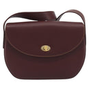 CARTIER Must Line Shoulder Bag Leather Bordeaux Gold Auth 194371A-2